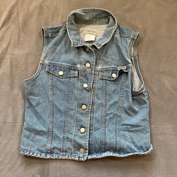 VTG Arizona Jean Denim Vest Women's Size Large Blue Cotton Western Country - Picture 1 of 8